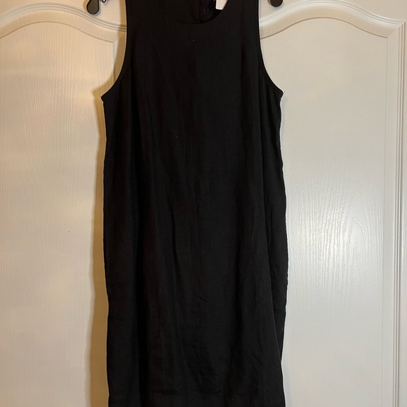 J Crew NWT Black, Tall Medium, Linen Button Back Dress - Picture 3 of 3